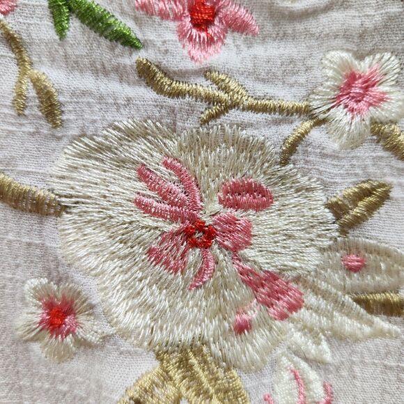 Before You Embroidered Gauzy Boho Peasant Floral Blouse Size M Balloon Sleeve - Picture 5 of 13